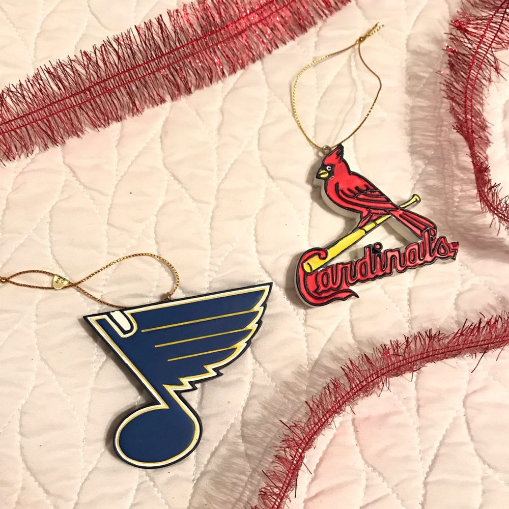 St. Louis Christmas Ornaments Blues and Cardinals